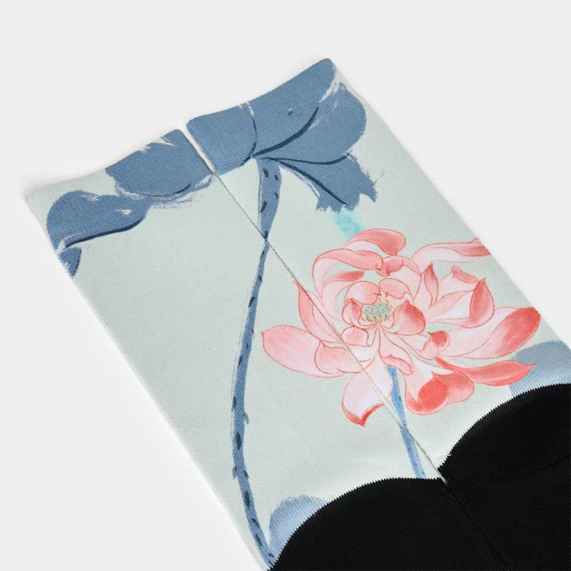 Calzini casual da uomo e da donna, unisex , Buddha Stones Lotus Painting Micro Crew - Image 3