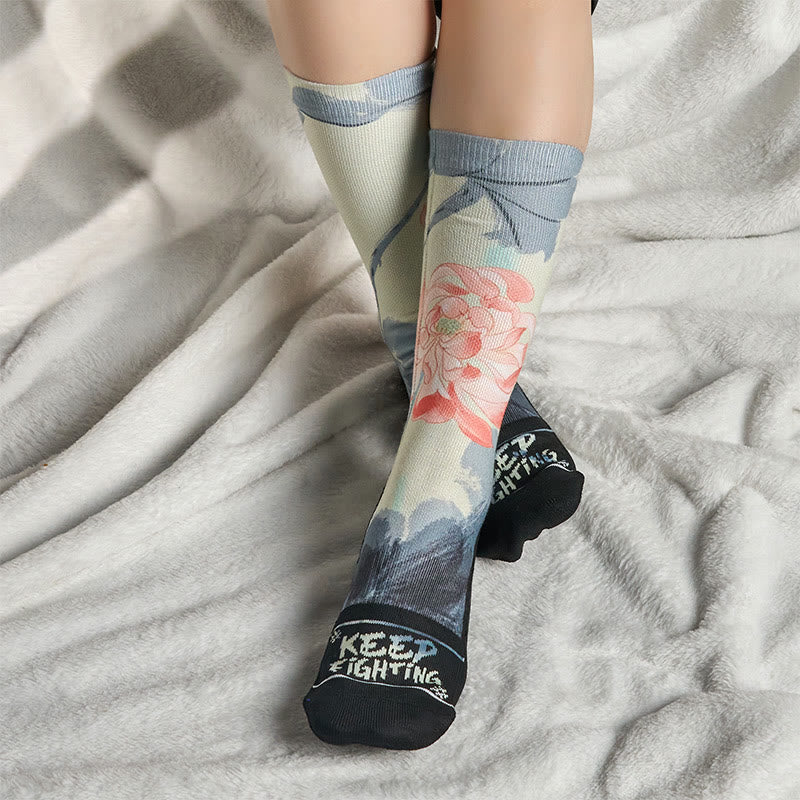 Calzini casual da uomo e da donna, unisex , Buddha Stones Lotus Painting Micro Crew - Image 6