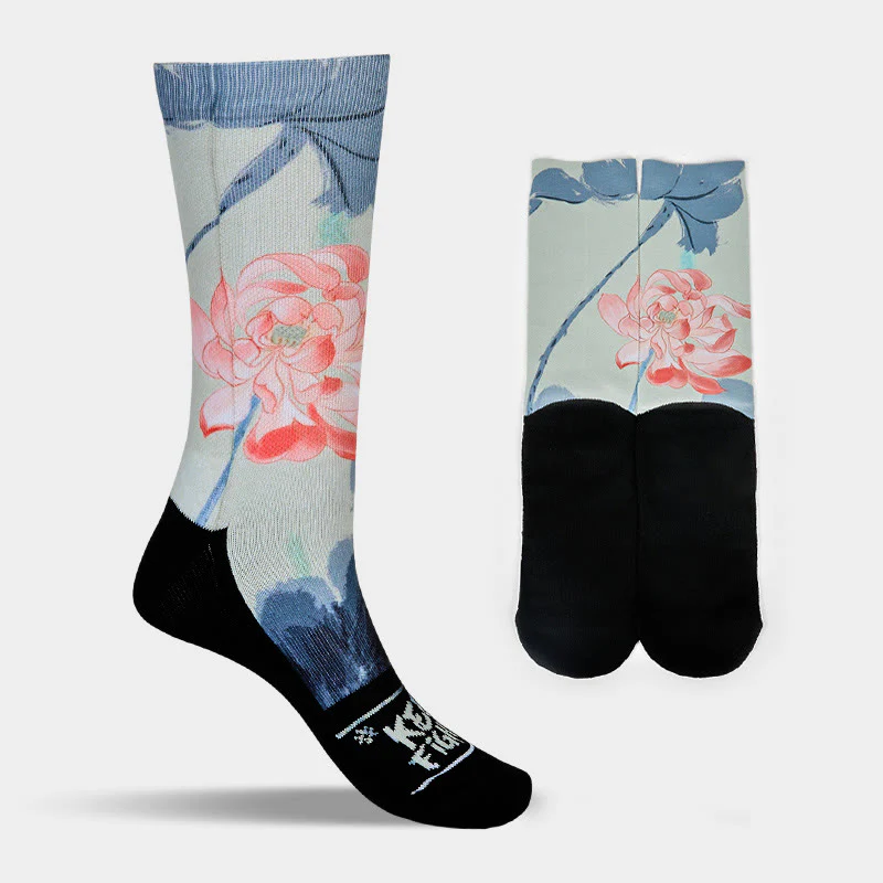 Calzini casual da uomo e da donna, unisex , Buddha Stones Lotus Painting Micro Crew - Image 9