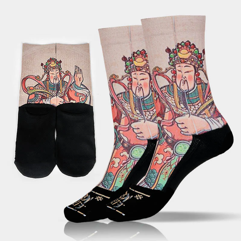 Calzini casual da uomo e da donna unisex con manico Ruyi e scritta " Buddha Stones God Of Wealth" - Image 11