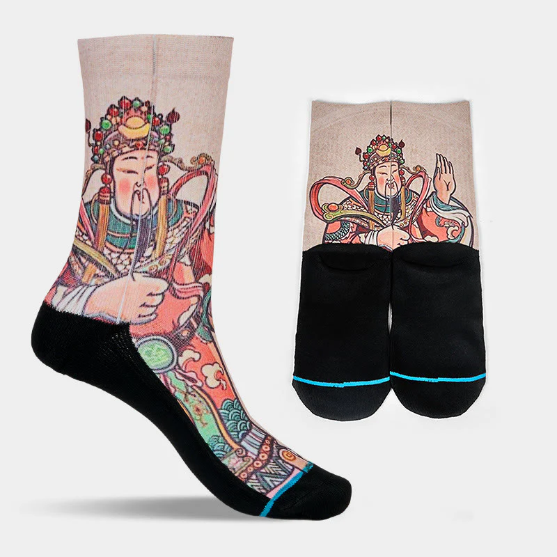 Calzini casual da uomo e da donna unisex con manico Ruyi e scritta " Buddha Stones God Of Wealth" - Image 9
