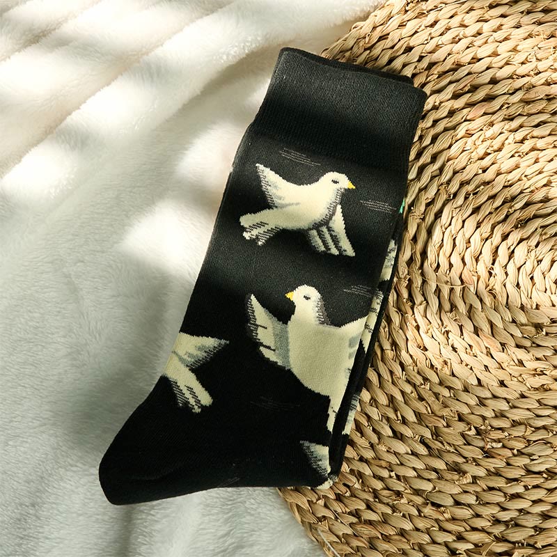 Calzini da uomo e da donna unisex in cotone con motivo Buddha Stones Doves - Image 2