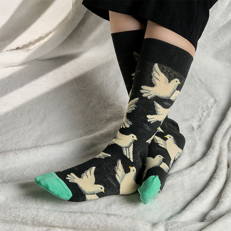 Calzini da uomo e da donna unisex in cotone con motivo Buddha Stones Doves - Image 3