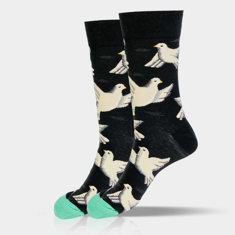 Calzini da uomo e da donna unisex in cotone con motivo Buddha Stones Doves - Image 7