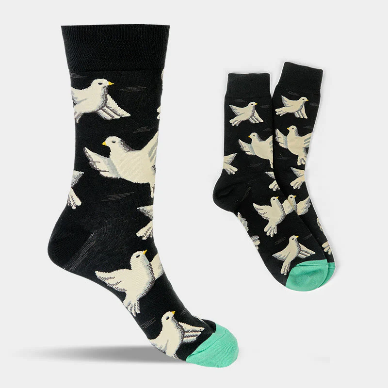 Calzini da uomo e da donna unisex in cotone con motivo Buddha Stones Doves - Image 8