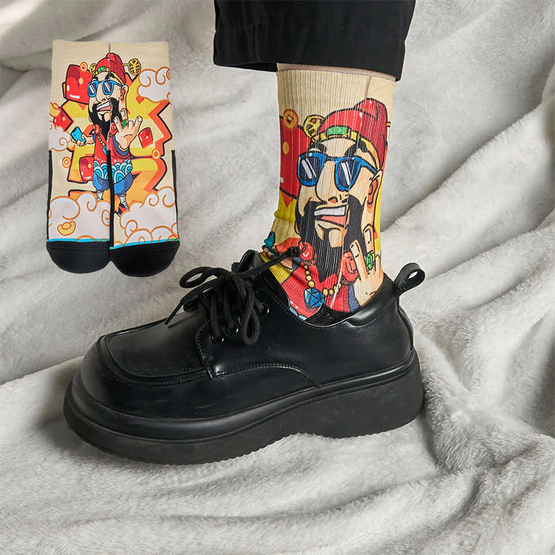 Calzini unisex da uomo e da donna, motivo : Buddha Stones, casual, con buste rosse e lingotti.