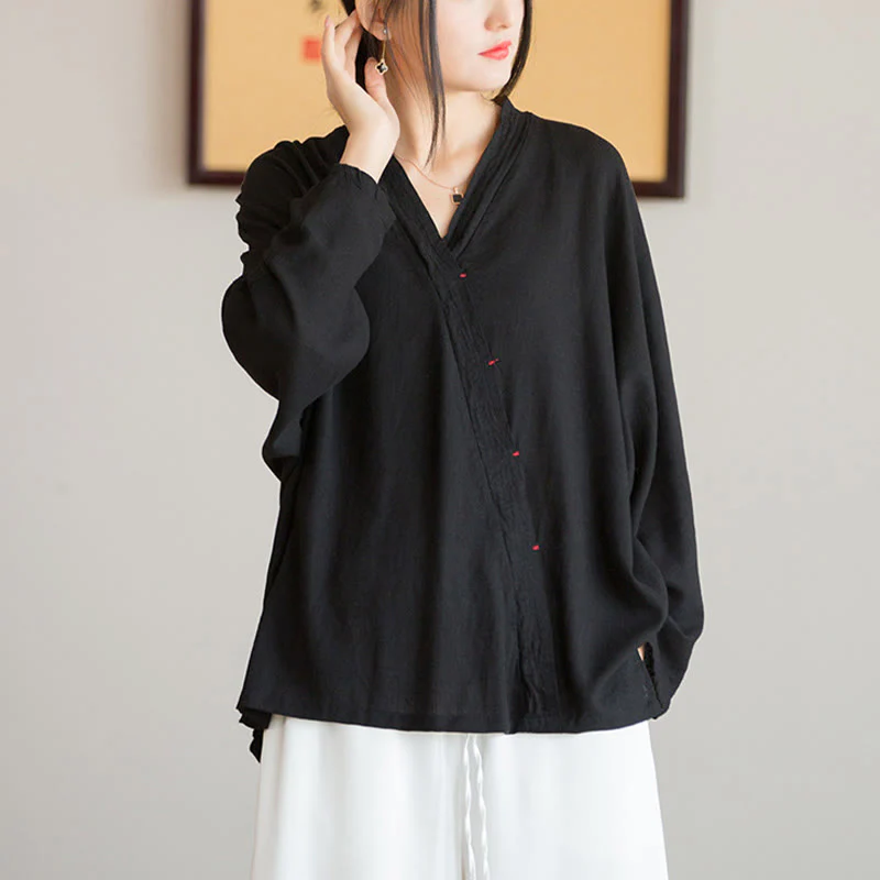 Camicetta con scollo a V Buddha Stones , camicia da donna, manica lunga, stile cinese Hanfu - Image 16