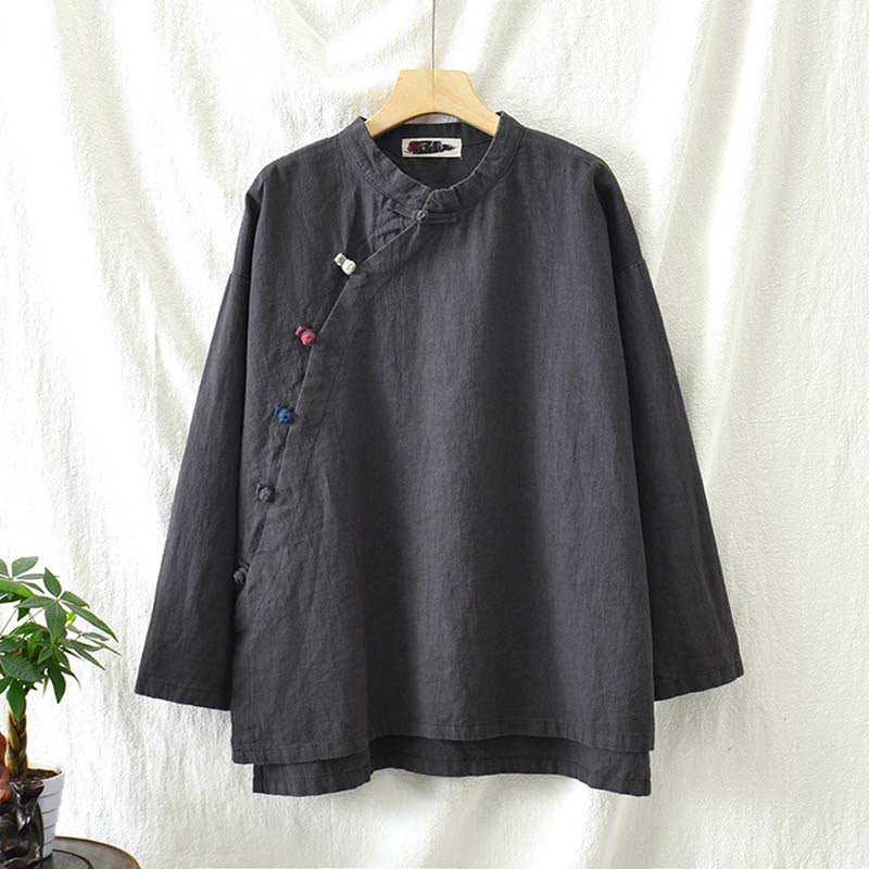 Camicetta in lino ramiè Buddha Stones Donna Camicia Top Abbigliamento in stile cinese Hanfu - Image 11