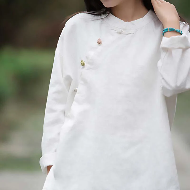 Camicetta in lino ramiè Buddha Stones Donna Camicia Top Abbigliamento in stile cinese Hanfu - Image 18