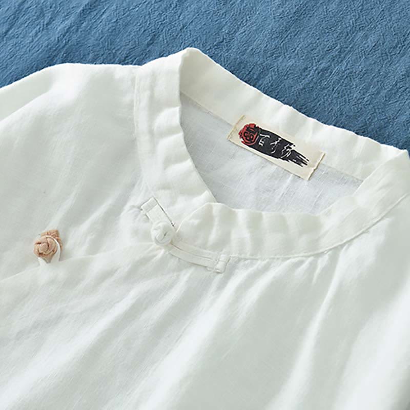 Camicetta in lino ramiè Buddha Stones Donna Camicia Top Abbigliamento in stile cinese Hanfu - Image 19