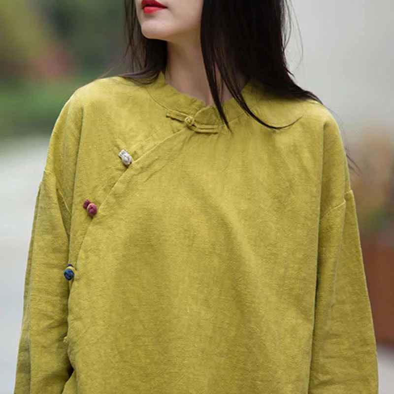 Camicetta in lino ramiè Buddha Stones Donna Camicia Top Abbigliamento in stile cinese Hanfu - Image 29