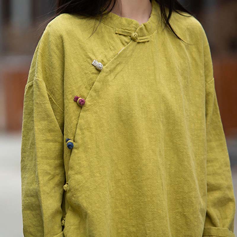 Camicetta in lino ramiè Buddha Stones Donna Camicia Top Abbigliamento in stile cinese Hanfu - Image 30