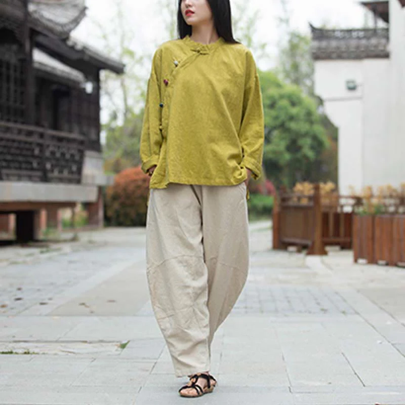 Camicetta in lino ramiè Buddha Stones Donna Camicia Top Abbigliamento in stile cinese Hanfu - Image 31