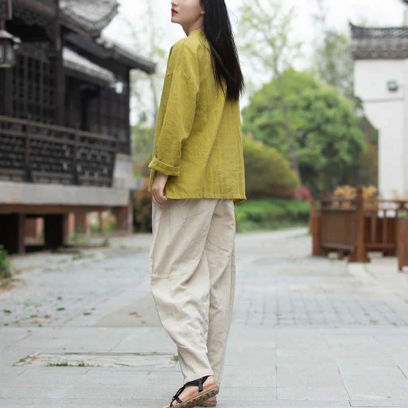 Camicetta in lino ramiè Buddha Stones Donna Camicia Top Abbigliamento in stile cinese Hanfu - Image 33
