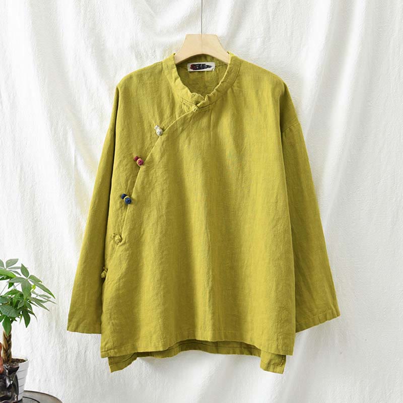 Camicetta in lino ramiè Buddha Stones Donna Camicia Top Abbigliamento in stile cinese Hanfu - Image 34