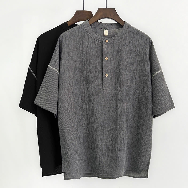 Camicia a maniche corte con bottoni Buddha Stones
