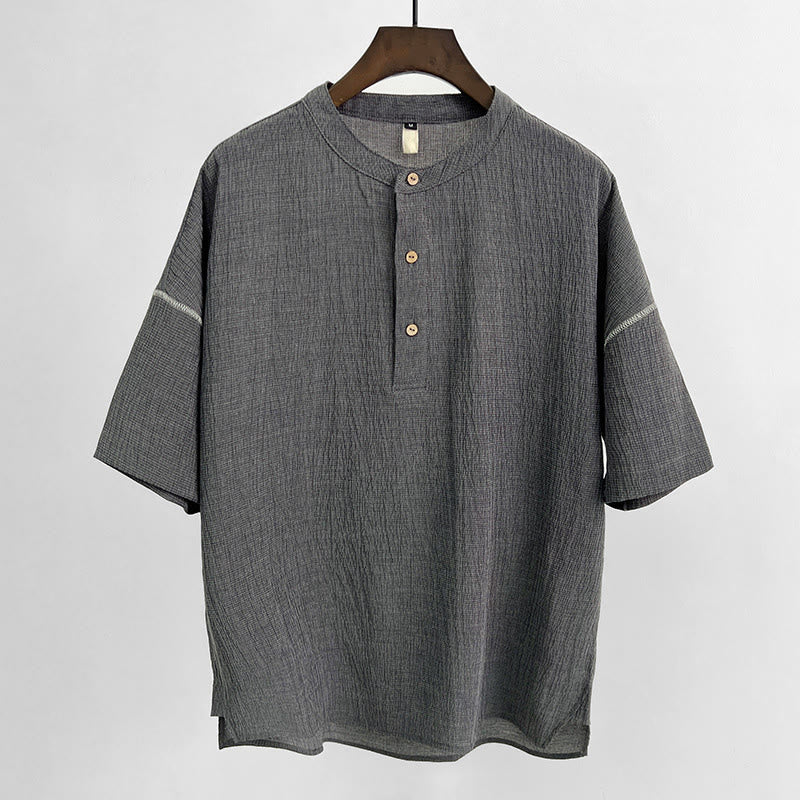 Camicia a maniche corte con bottoni Buddha Stones - Image 2