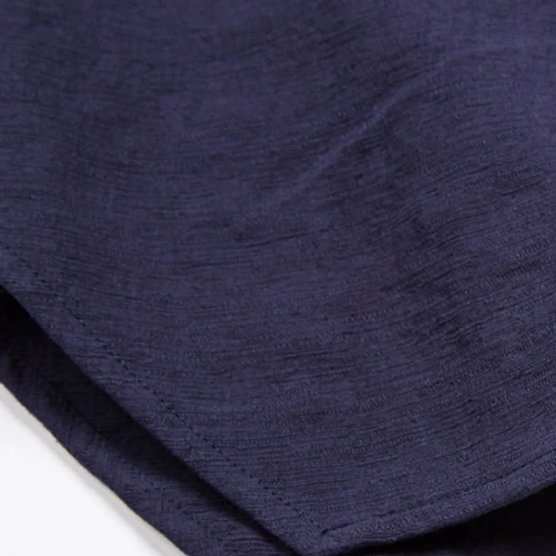 Camicia da uomo a maniche corte con taschino e scollo a V, in cotone e lino, Buddha Stones. - Image 11