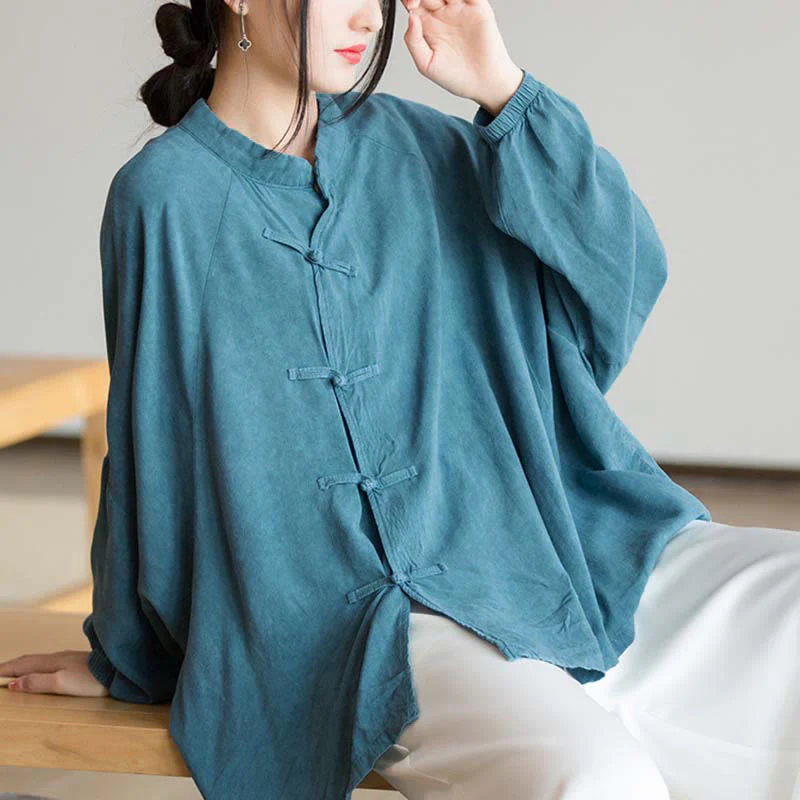 Camicia a maniche lunghe con bottoni a rana Buddha Stones, Zen Tai Chi, meditazione, giacca con abbigliamento Hanfu - Image 10