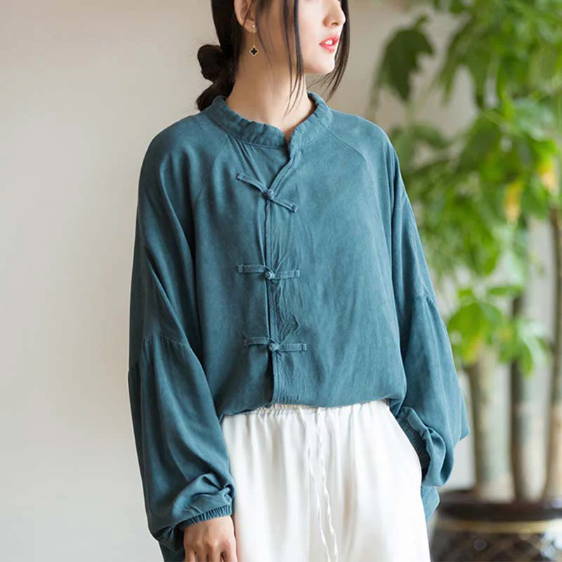 Camicia a maniche lunghe con bottoni a rana Buddha Stones, Zen Tai Chi, meditazione, giacca con abbigliamento Hanfu - Image 5