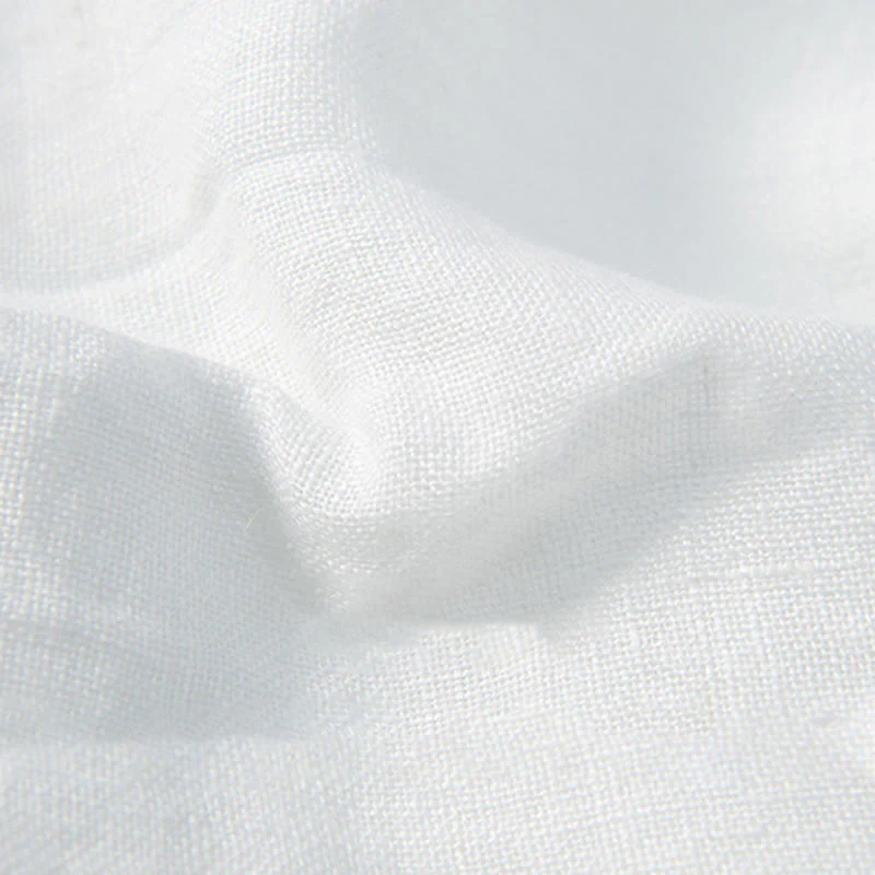 Camicia a maniche lunghe con bottoni a tinta unita in cotone e lino, abbigliamento da uomo Buddha Stones - Image 16