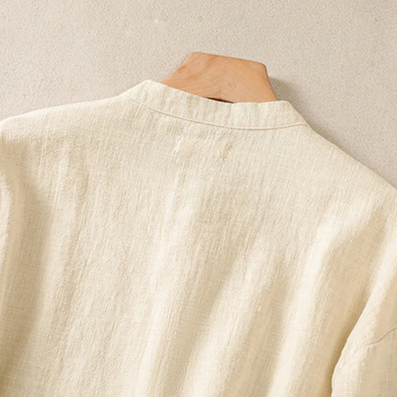 Camicia casual da donna in cotone con maniche lunghe, scollo rotondo, bottoni e tasche , Buddha Stones - Image 25