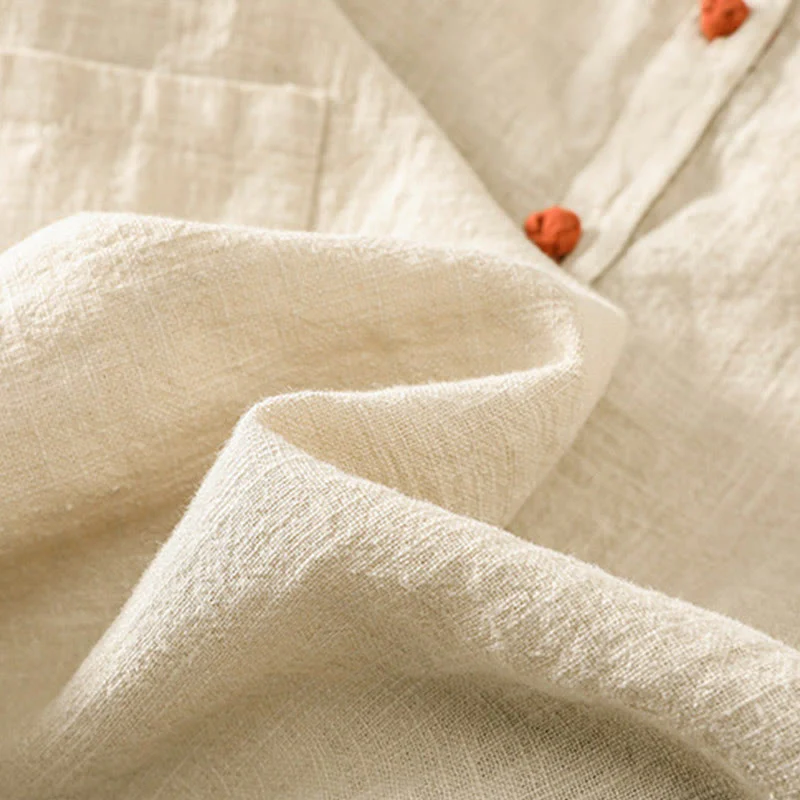 Camicia casual da donna in cotone con maniche lunghe, scollo rotondo, bottoni e tasche , Buddha Stones - Image 26