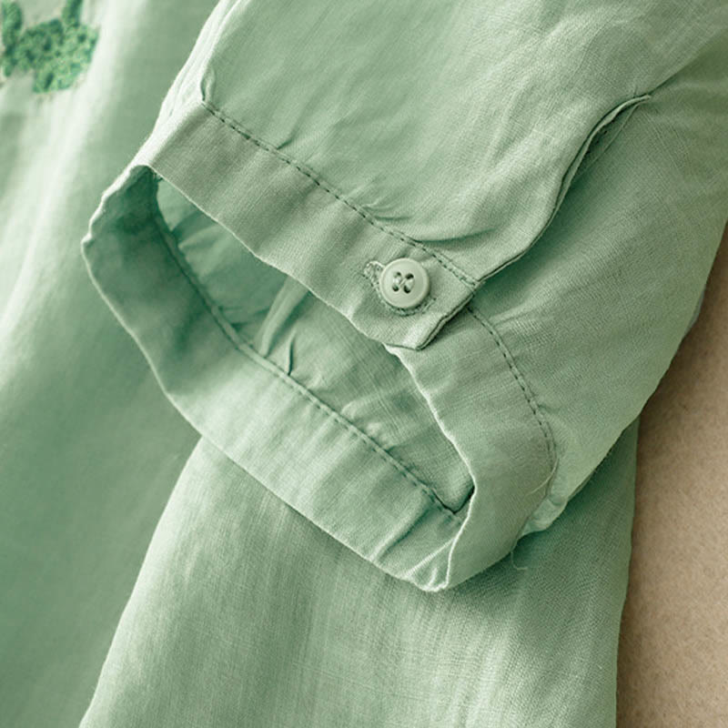 Camicia casual da donna con fibbia a rana e maniche corte, modello Buddha Stones - Image 21