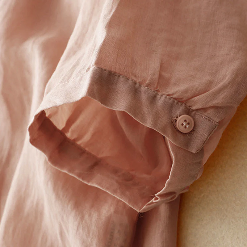 Camicia casual da donna con fibbia a rana e maniche corte, modello Buddha Stones - Image 7