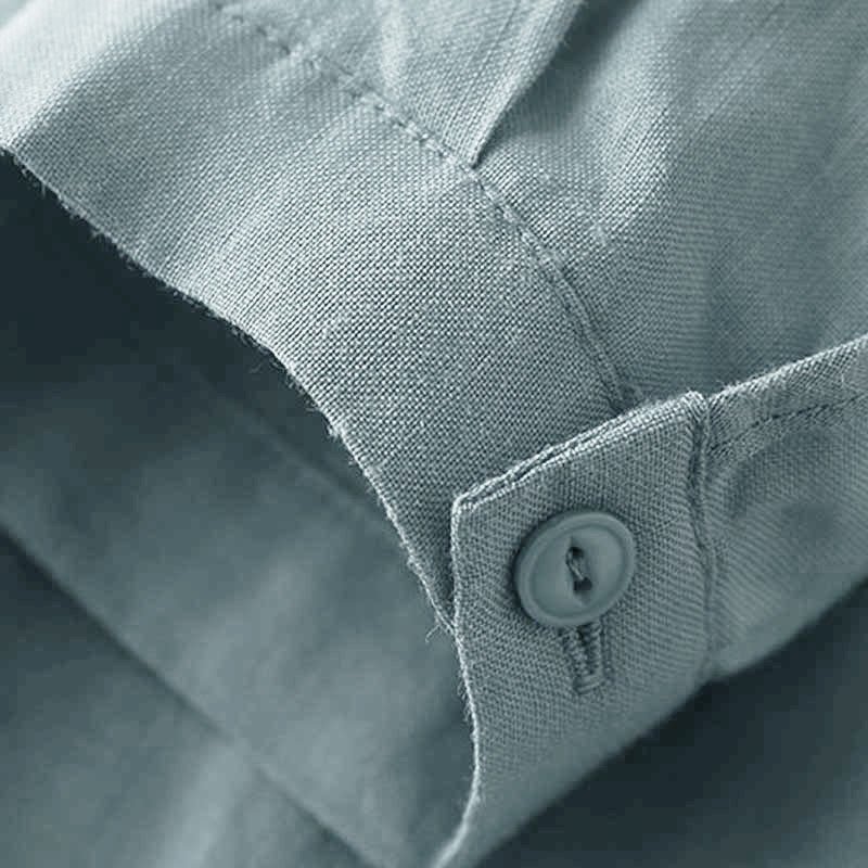 Camicia casual da donna in cotone e lino con scollo a V e maniche a tre quarti, motivo Buddha Stones - Image 12