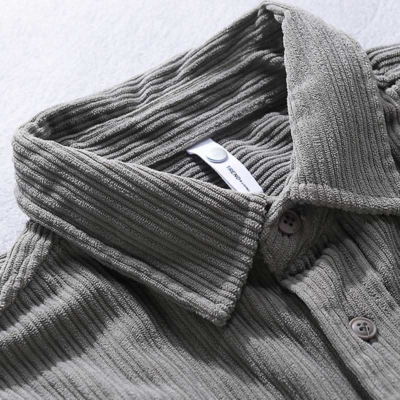 Camicia casual in velluto a coste con taschino e colletto rovesciato a maniche lunghe da uomo Buddha Stones - Image 4