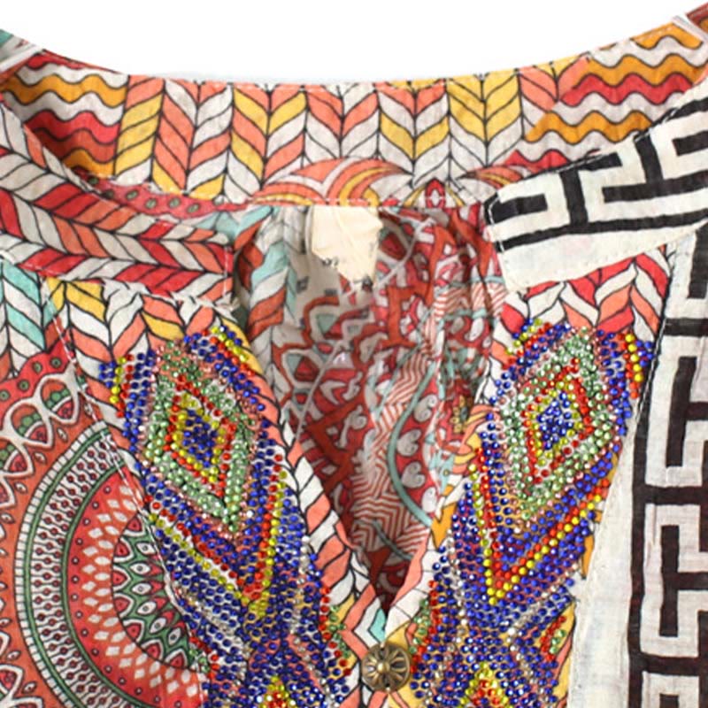 Camicia con mezza abbottonatura e mandala geometrico da donna Buddha Stones - Image 17