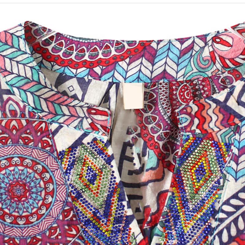 Camicia con mezza abbottonatura e mandala geometrico da donna Buddha Stones - Image 4