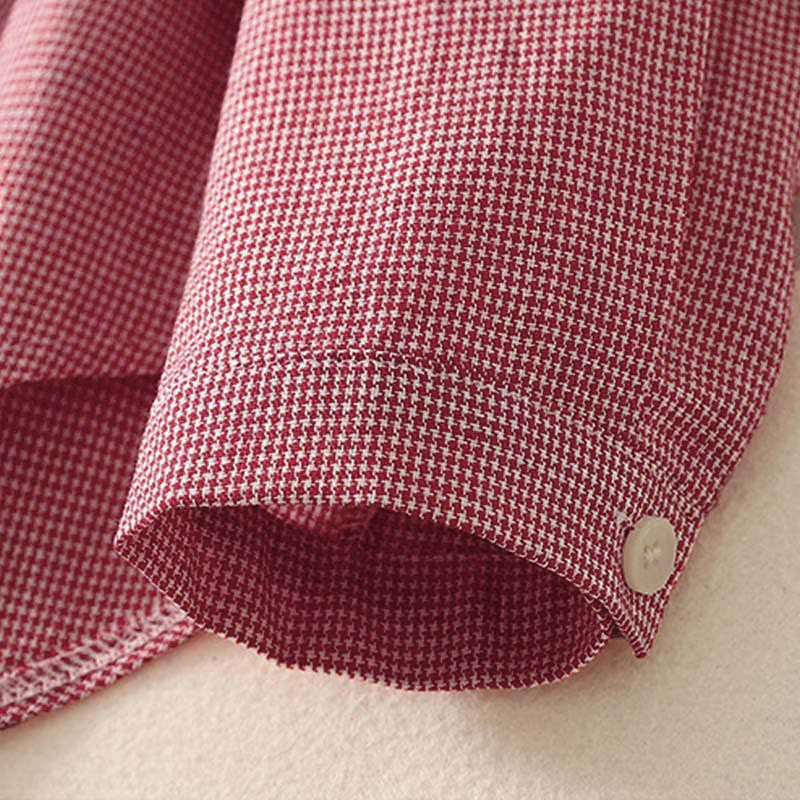 Camicia da donna a maniche lunghe con colletto rialzato, bottoni, ricamo a quadri con gatto e gattino, motivo Buddha Stones Fall - Image 13