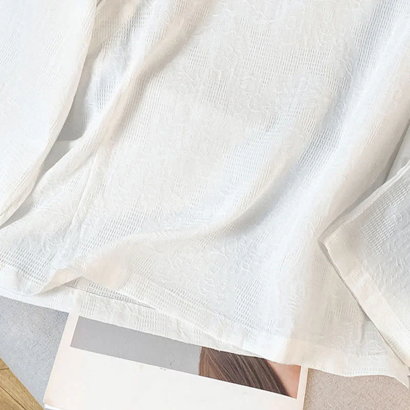 Camicia da donna in cotone a maniche lunghe con colletto alla coreana, bottoni cinesi e motivo a rana in jacquard Buddha Stones Commute - Image 17