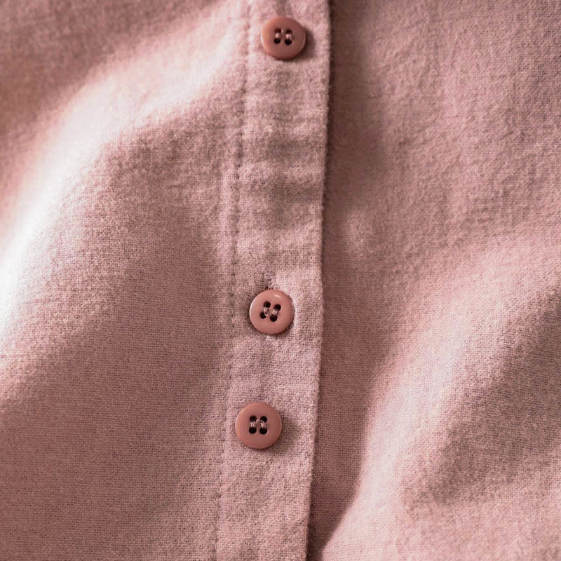 Camicia da donna in cotone a maniche lunghe con colletto rialzato e bottoni in tinta unita, Buddha Stones Fall - Image 11