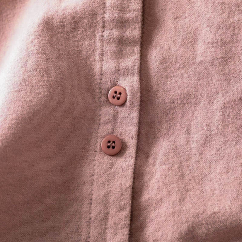 Camicia da donna in cotone a maniche lunghe con colletto rialzato e bottoni in tinta unita, Buddha Stones Fall - Image 12
