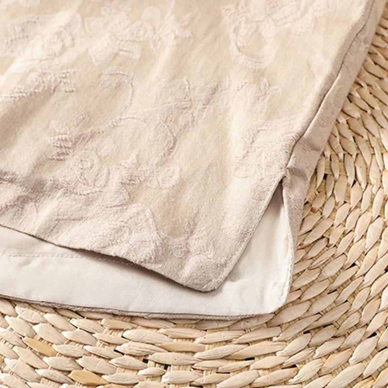 Camicia da donna in cotone a maniche lunghe con colletto rialzato, stampa floreale jacquard autunnale Buddha Stones con bottoni a rana - Image 25