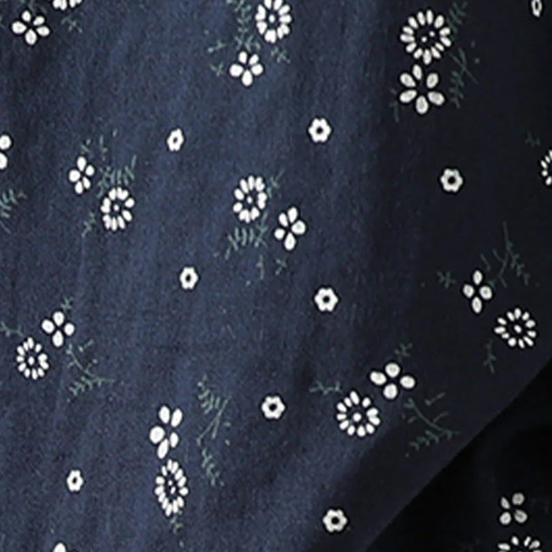 Camicia da donna in cotone a maniche lunghe con piccoli bottoni e motivo floreale autunnale Buddha Stones - Image 11