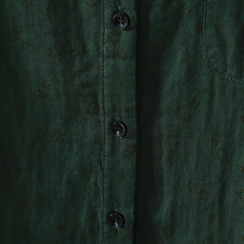 Camicia da donna in cotone a maniche lunghe con piccoli bottoni e motivo floreale autunnale Buddha Stones - Image 21