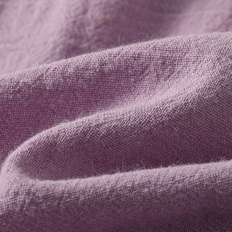 Camicia da donna in cotone a maniche lunghe con taschino, modello Buddha Stones, modello retrò semplice e primaverile, con ricamo - Image 6