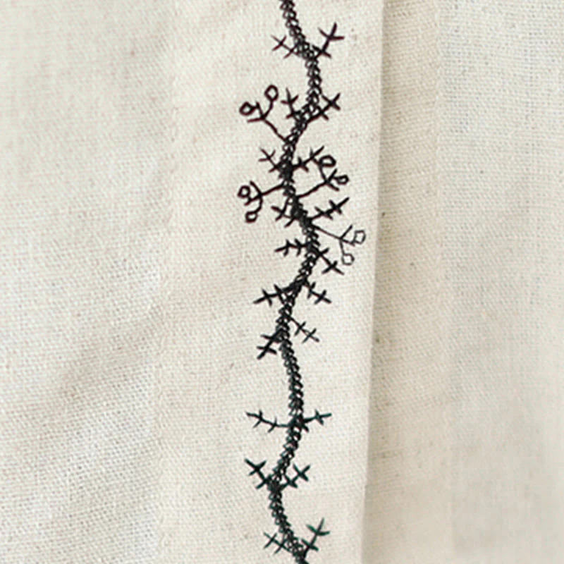 Camicia da donna in cotone con colletto alla Peter Pan, maniche lunghe, ricamo primaverile con Buddha Stones - Image 11