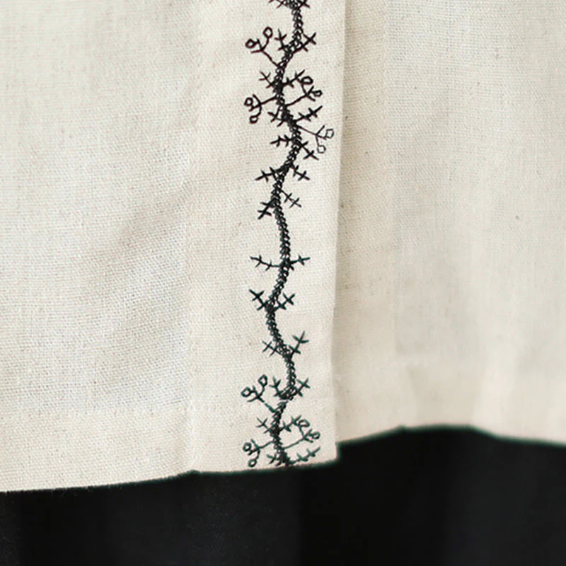 Camicia da donna in cotone con colletto alla Peter Pan, maniche lunghe, ricamo primaverile con Buddha Stones - Image 12