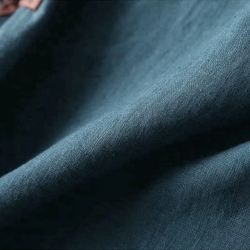 Camicia da donna in cotone e lino a maniche lunghe con ricamo floreale retrò Buddha Stones - Image 12