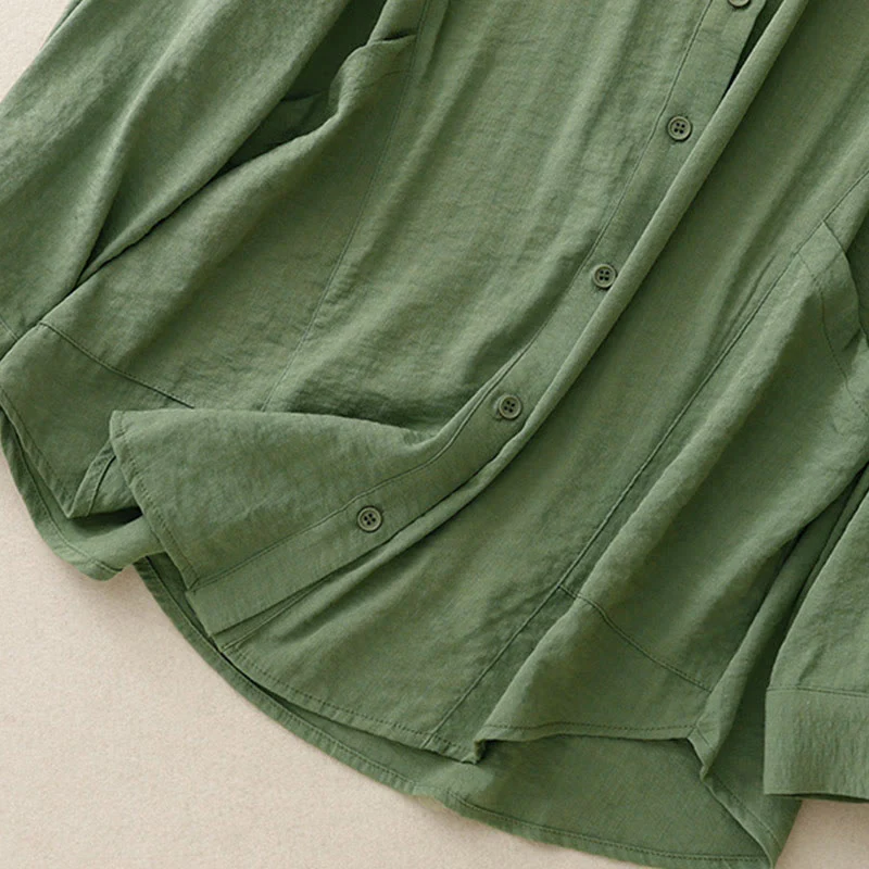 Camicia da donna in cotone e poliestere, a maniche lunghe, con colletto rialzato, Buddha Stones, primavera-autunno - Image 12