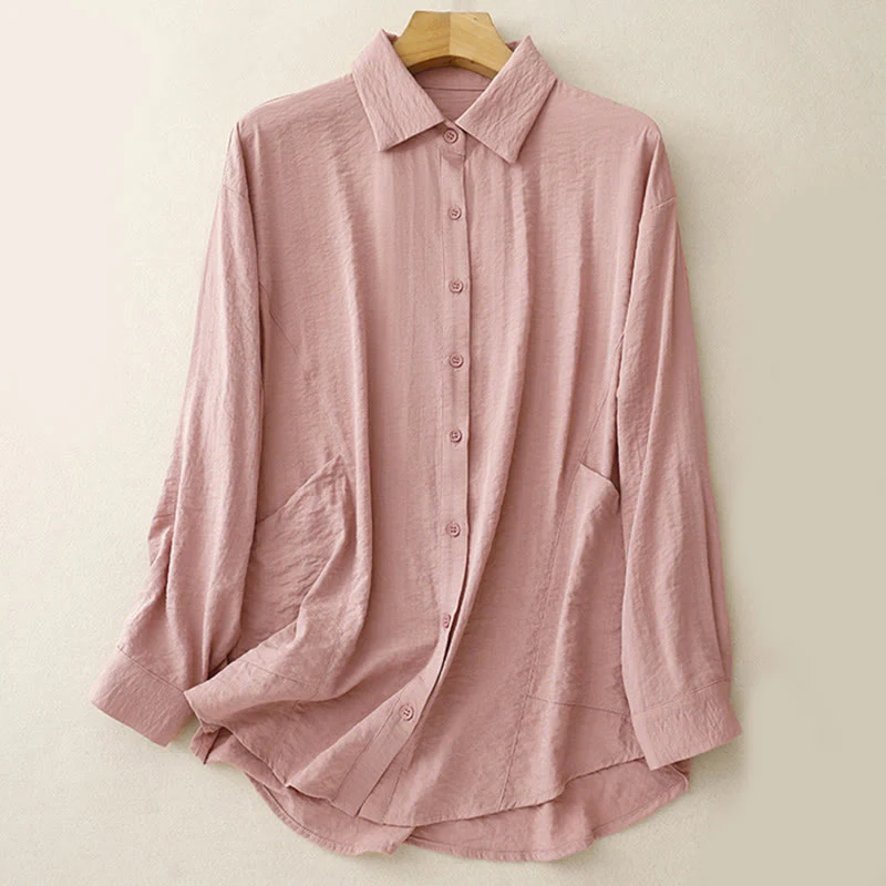 Camicia da donna in cotone e poliestere, a maniche lunghe, con colletto rialzato, Buddha Stones, primavera-autunno - Image 13