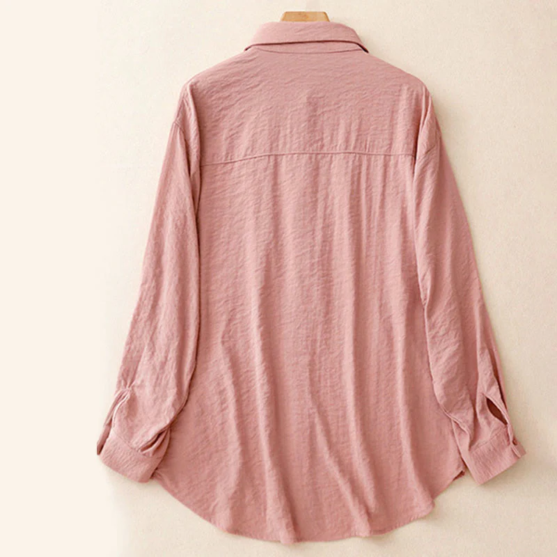 Camicia da donna in cotone e poliestere, a maniche lunghe, con colletto rialzato, Buddha Stones, primavera-autunno - Image 15