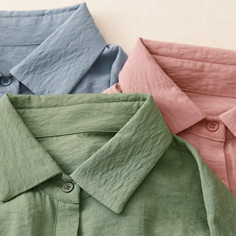 Camicia da donna in cotone e poliestere, a maniche lunghe, con colletto rialzato, Buddha Stones, primavera-autunno - Image 25