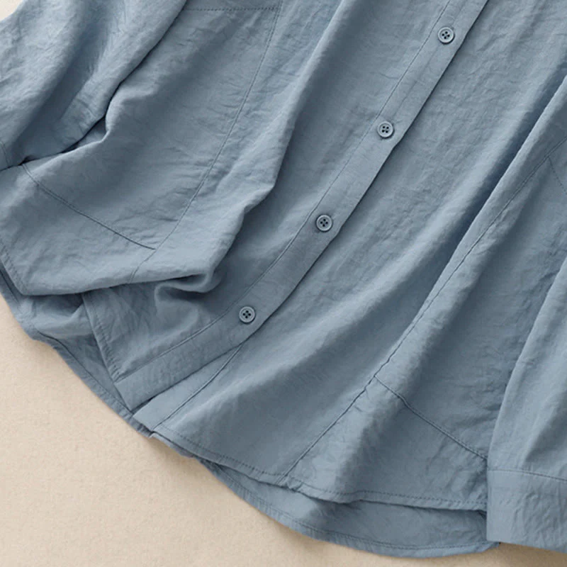 Camicia da donna in cotone e poliestere, a maniche lunghe, con colletto rialzato, Buddha Stones, primavera-autunno - Image 3
