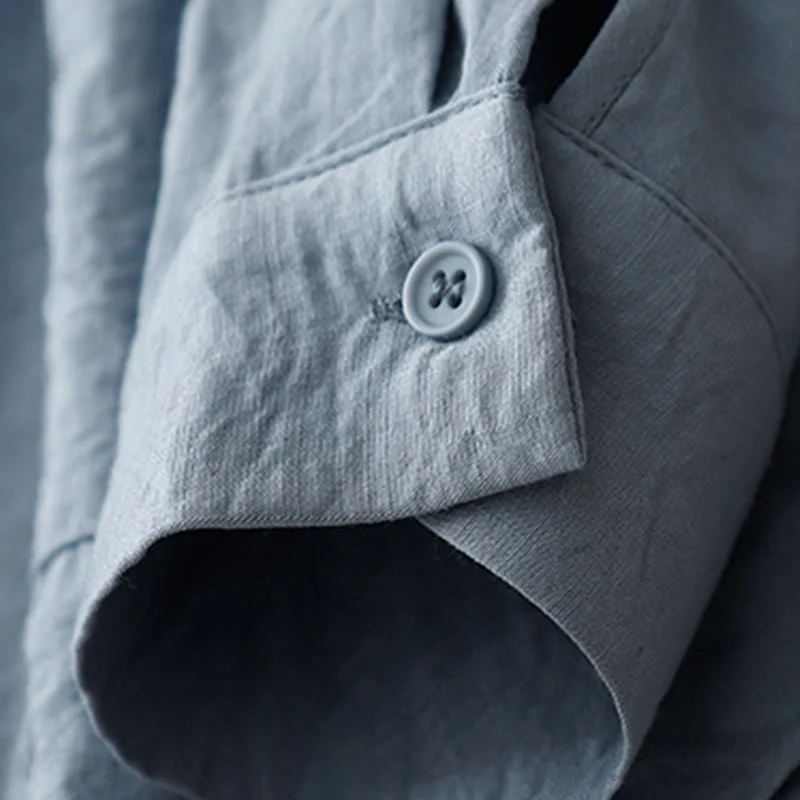 Camicia da donna in cotone e poliestere, a maniche lunghe, con colletto rialzato, Buddha Stones, primavera-autunno - Image 4